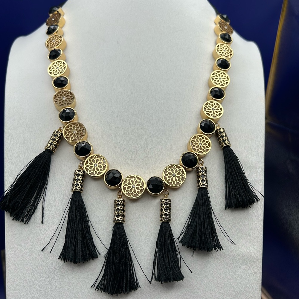 KATE SPADE Elegant Gold and Black Tassel Necklace